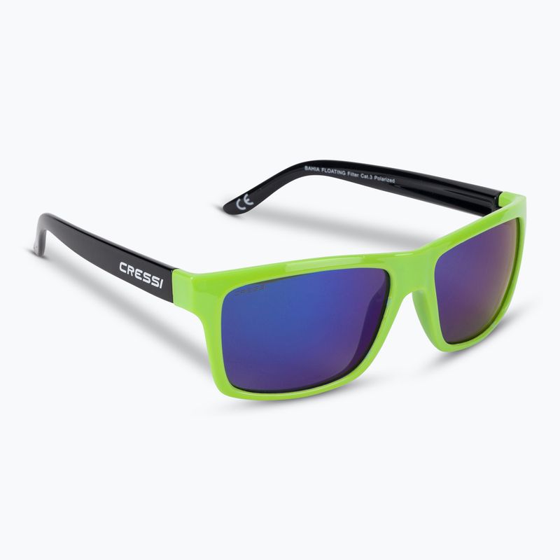 Occhiali da sole Cressi Bahia Floating nero/kiwi/blu specchiato