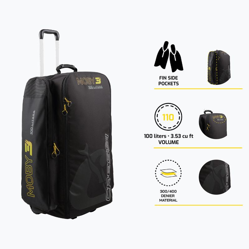 Cressi Moby 3 100 l borsa da viaggio nera/gialla 7