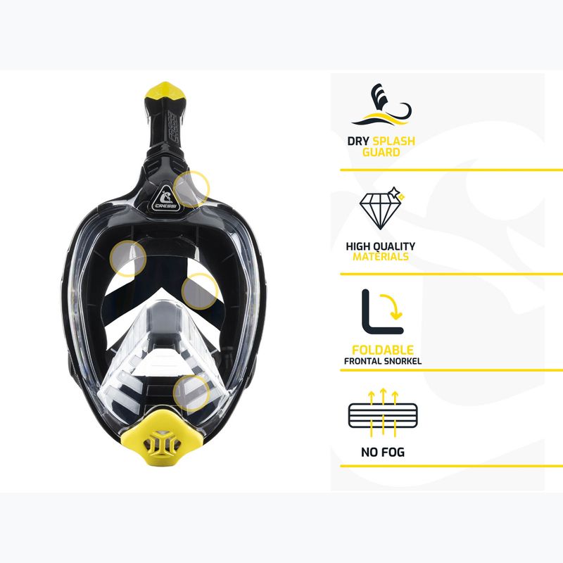 Maschera da snorkeling Cressi Bali Full Face nero/giallo 5