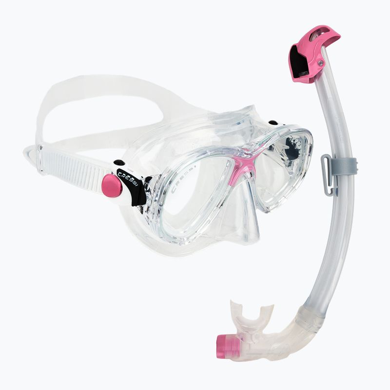 Set da immersione Cressi Marea + Seal Dry Jr chiaro/rosa