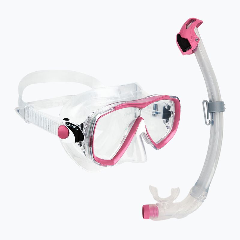 Set da immersione Cressi Estrella + Seal Dry trasparente/rosa