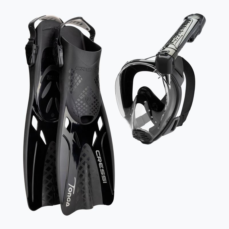 Set da immersione Cressi Baron + Tonga nero/nero/nero