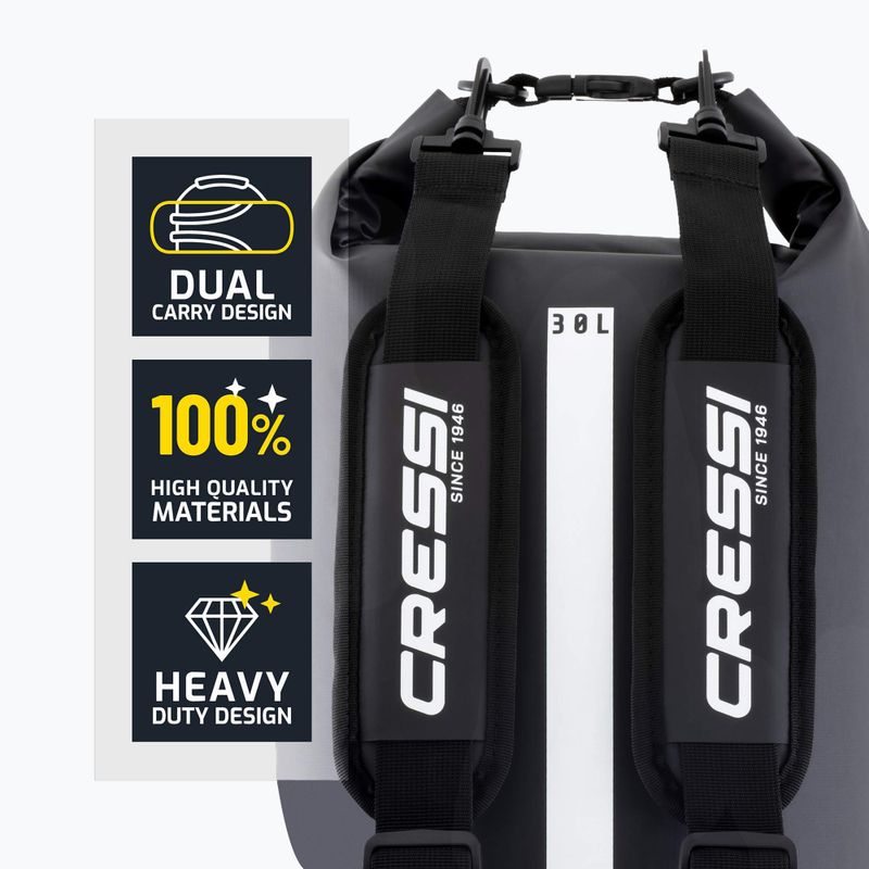 Sacca impermeabile Cressi Ocelot Dry Bag 30 l black/yellow 5