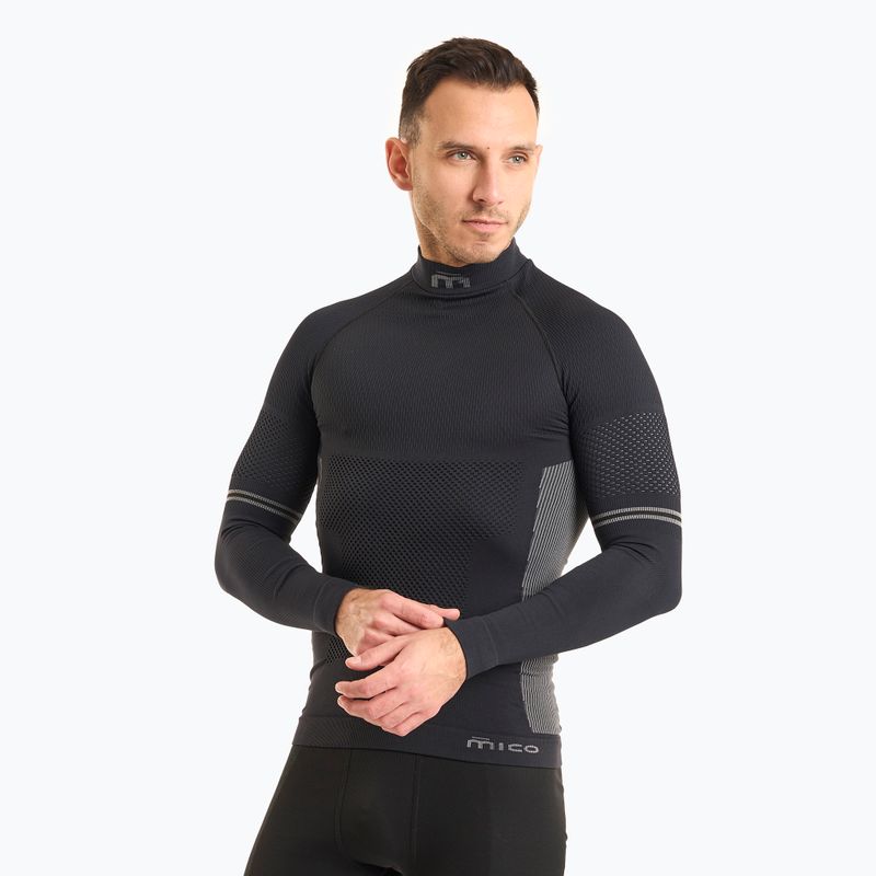 Maglia termica da uomo Mico M1 Mock Neck nero