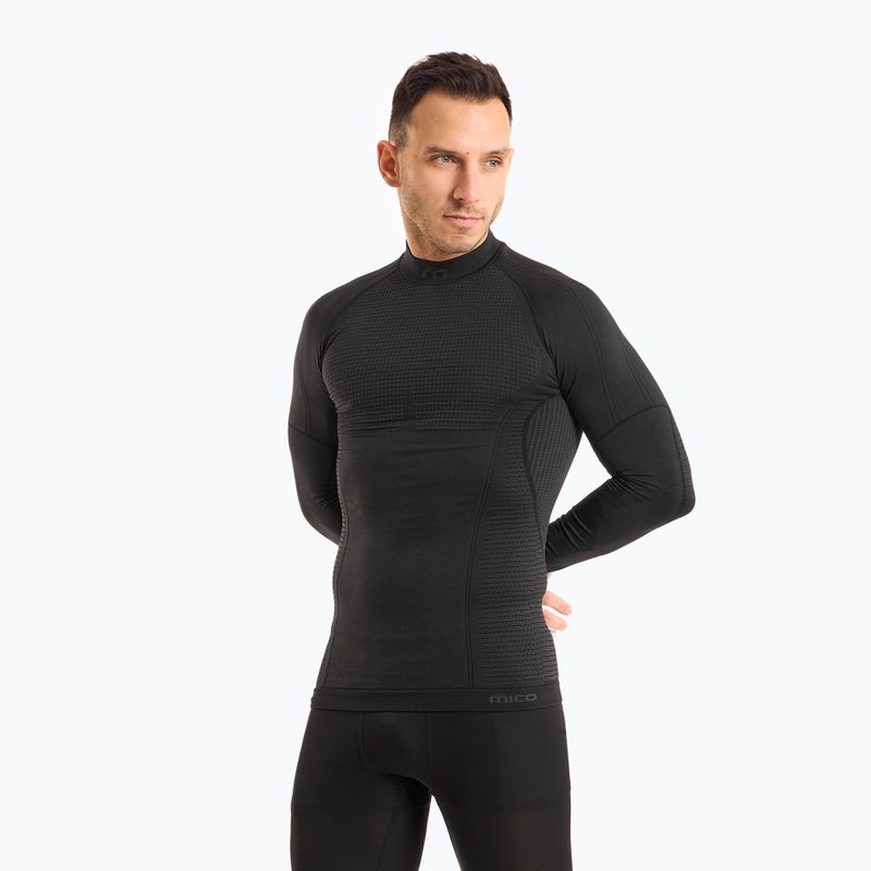 Maglia termica da uomo Mico Odor Zero Mock Neck nero