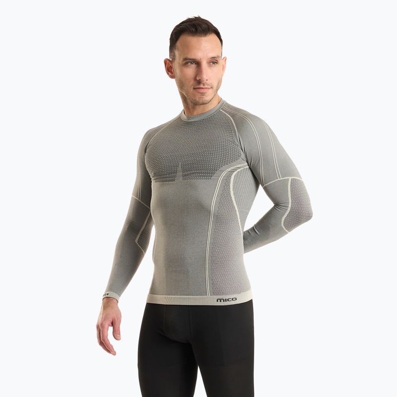 Uomo thermal active manica lunga Mico Odor Zero Collo rotondo grigio