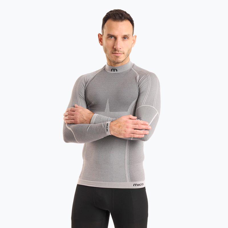 Uomo thermal active manica lunga Mico Odor Zero Mock Neck grigio