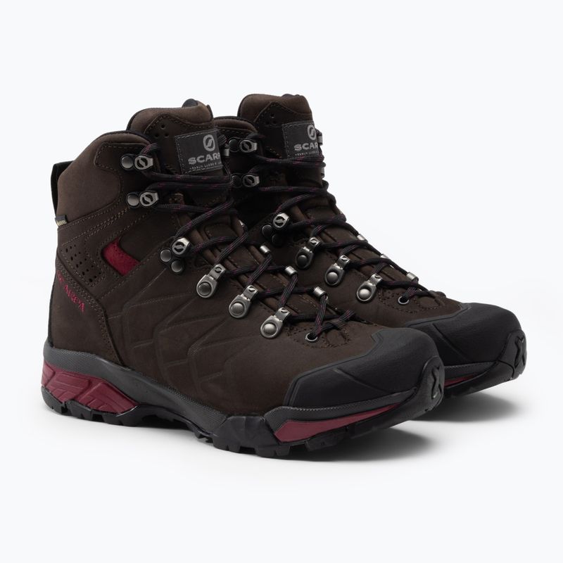 Stivali da trekking da donna SCARPA ZG Pro GTX caffè scuro/prugna rossa 5