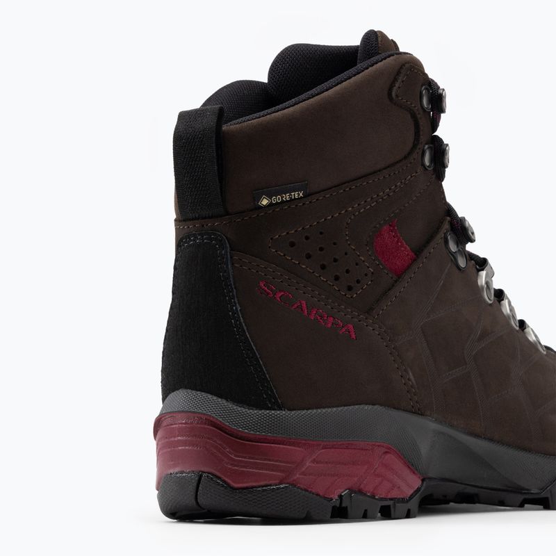 Stivali da trekking da donna SCARPA ZG Pro GTX caffè scuro/prugna rossa 8