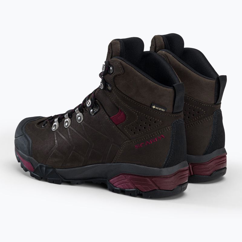 Stivali da trekking da donna SCARPA ZG Pro GTX caffè scuro/prugna rossa 3