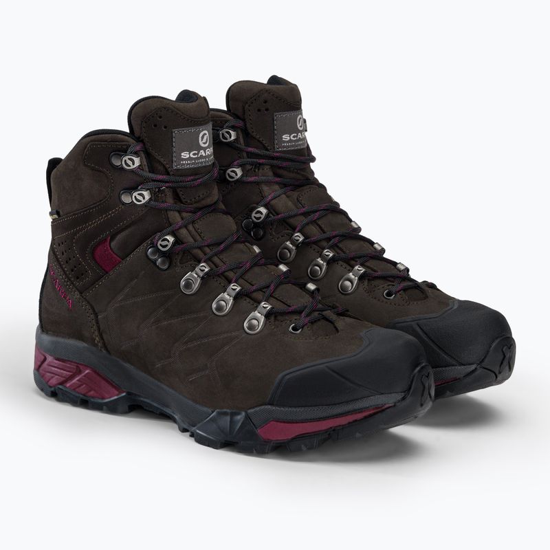 Stivali da trekking da donna SCARPA ZG Pro GTX caffè scuro/prugna rossa 5