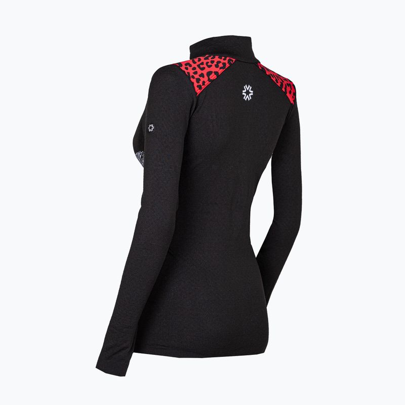 Felpa termica da donna Newland Snowdrop Half Zip nero/rosso 2