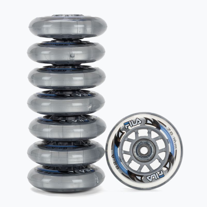 FILA Wheels ABEC 5 76mm/82A 8 pezzi ruote rollerblade bianche con cuscinetti. 2