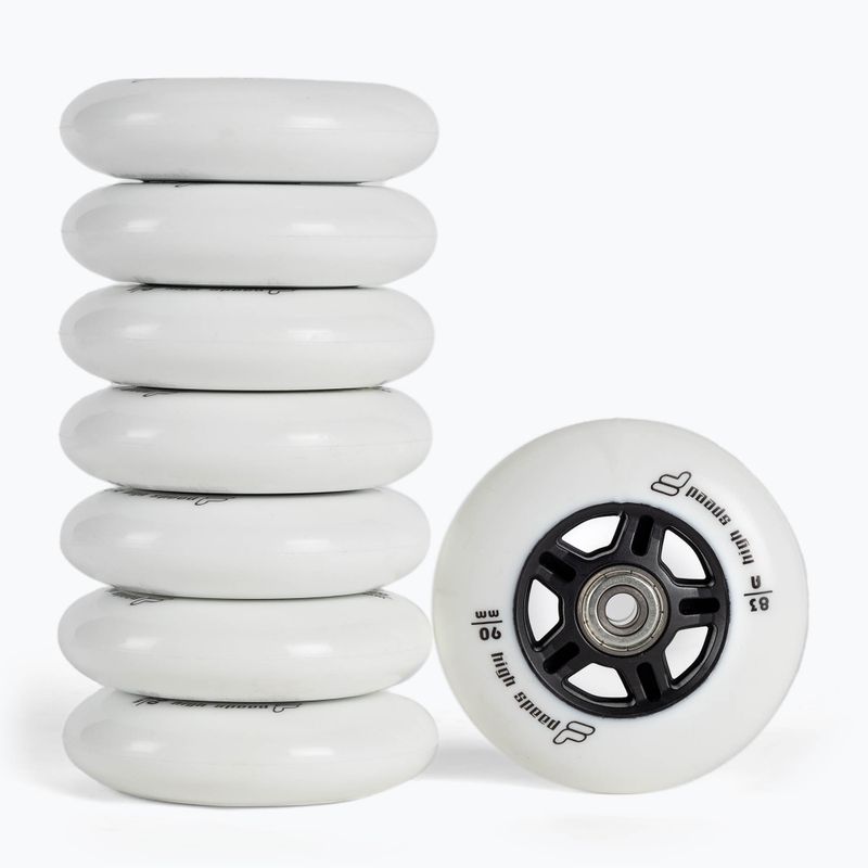 FILA Wheels ABEC 9 90mm/83A 8 pezzi ruote rollerblade bianche con cuscinetti. 2