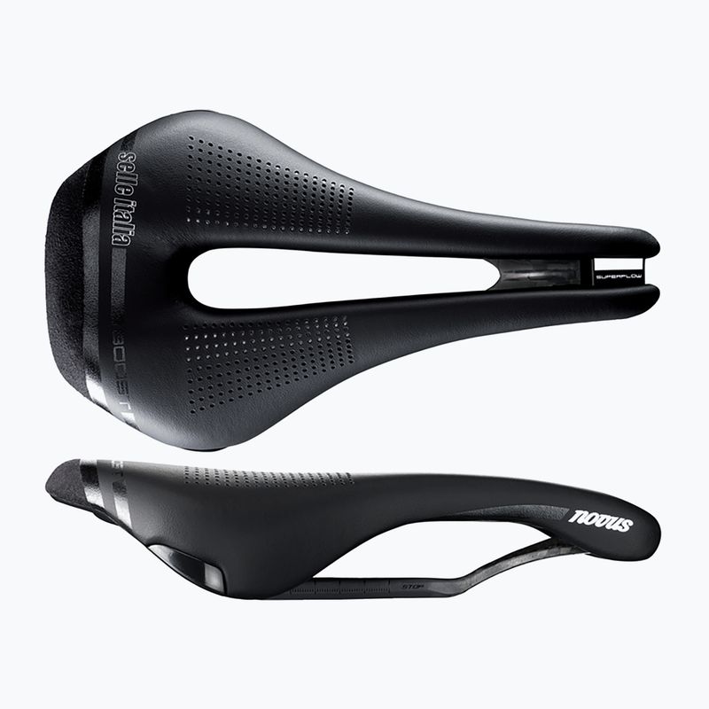 Selle Italia Novus Boost Kit Carbonio Superflow sella per bicicletta, Ti 316 Rail, Fibra-Tek