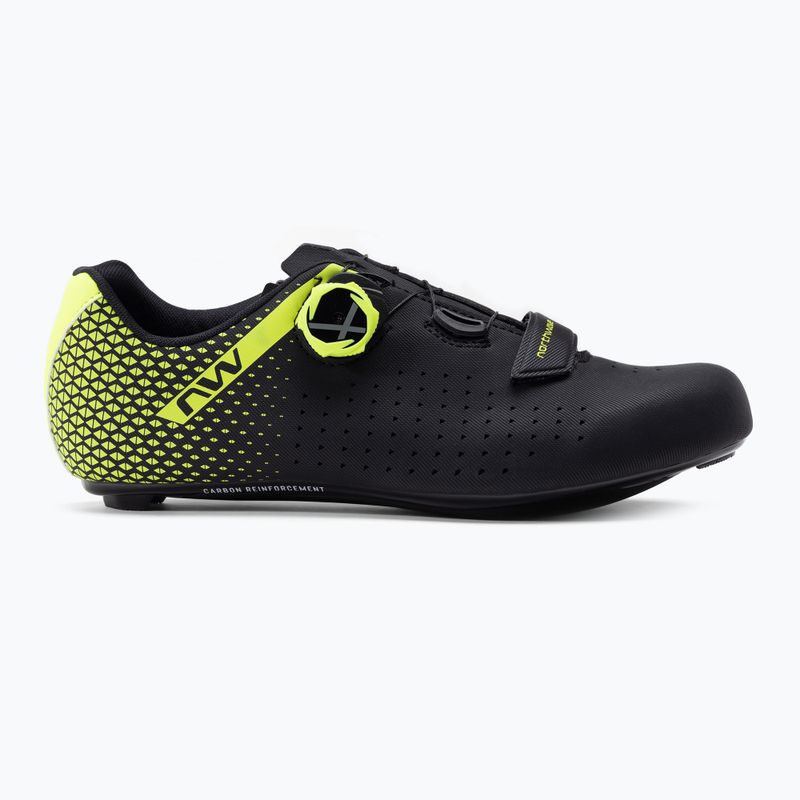 Northwave Core Plus 2 scarpe da strada uomo nero/giallo fluo 2