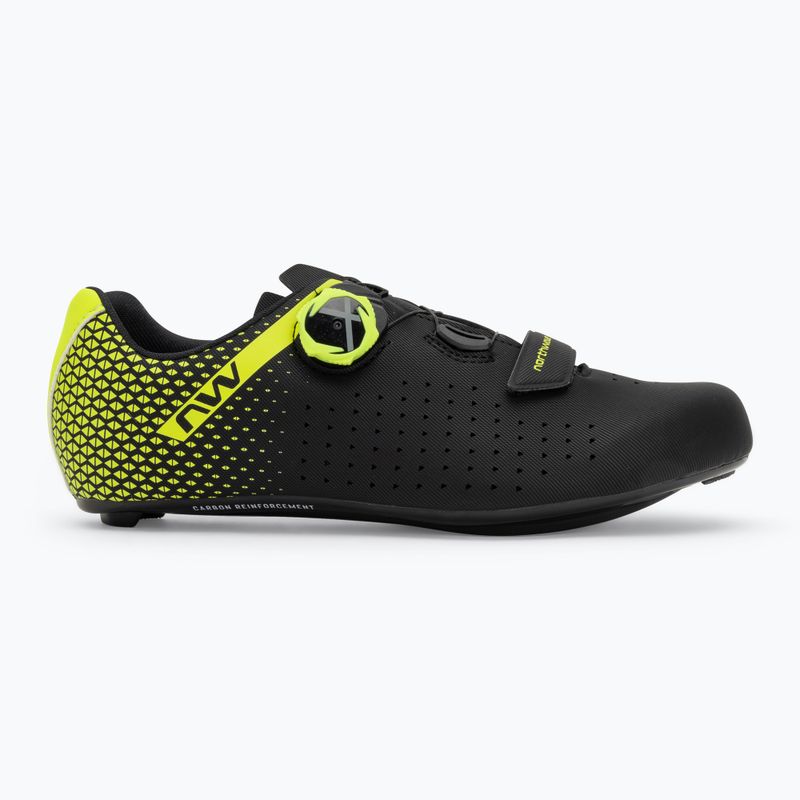 Northwave Core Plus 2 scarpe da strada uomo nero/giallo fluo 2