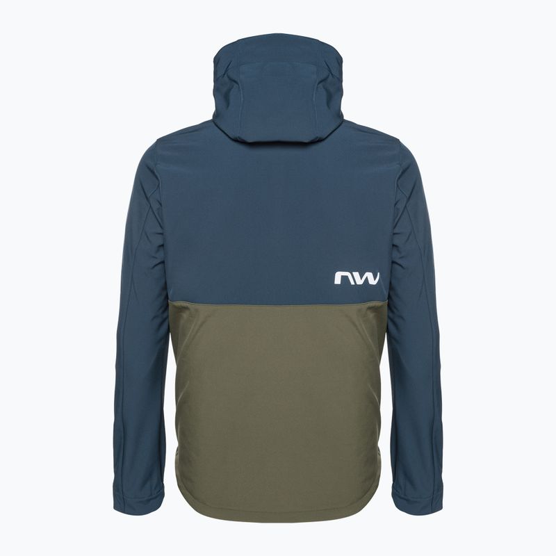 Giacca da ciclismo Northwave Easy Out Softshell da uomo blu profondo/verde foresta 2