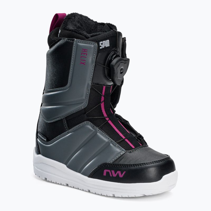 Scarponi da snowboard da donna Northwave Helix Spin nero/grigio scuro