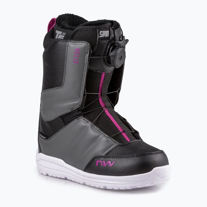 Scarponi da snowboard da donna Northwave Helix Spin nero/grigio scuro 9