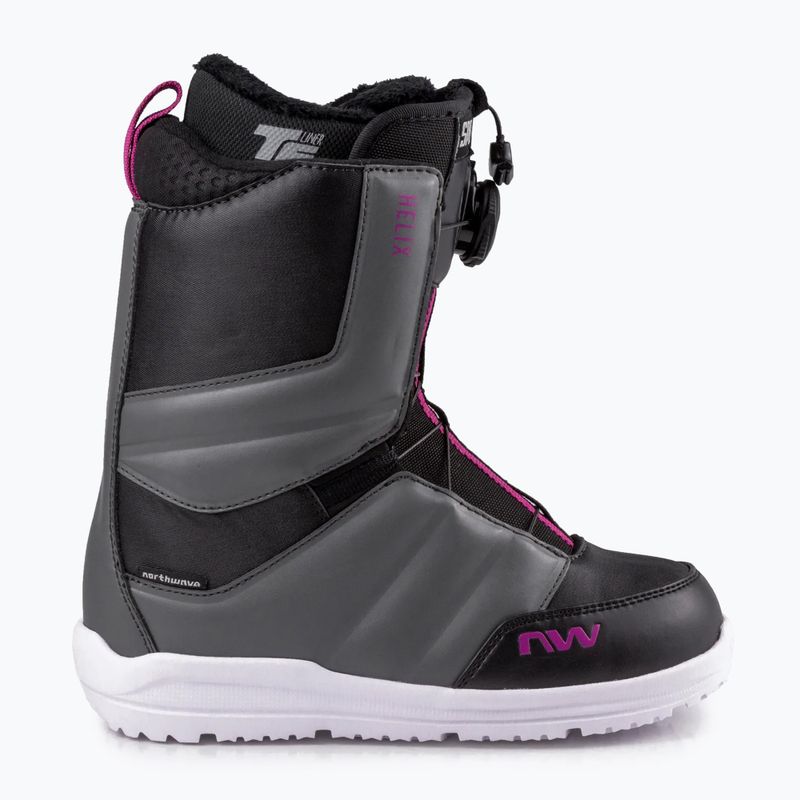 Scarponi da snowboard da donna Northwave Helix Spin nero/grigio scuro 10