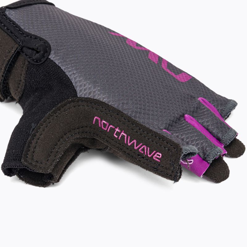 Guanti da ciclismo da donna Northwave Active Short Finger grigio scuro/rosa 4