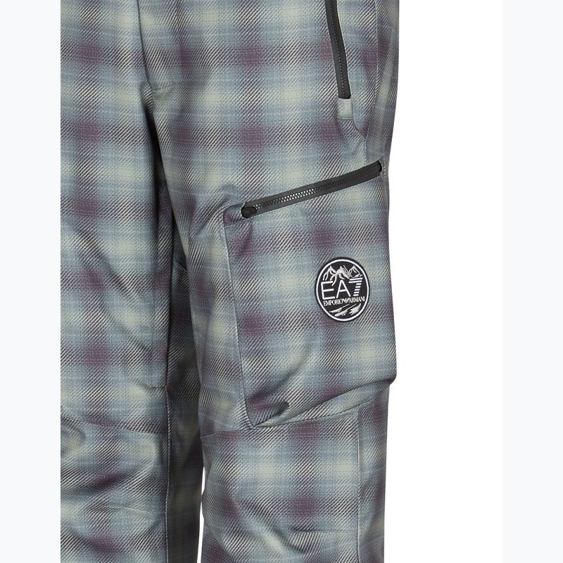 Pantaloni da sci uomo EA7 Emporio Armani Ski St. Moritz Fashion fantasia check verde 3