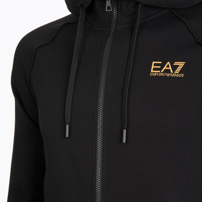 Emporio Armani Uomo EA7 Train Logo Series Extended Logo Hoodie Fz nero / oro 3