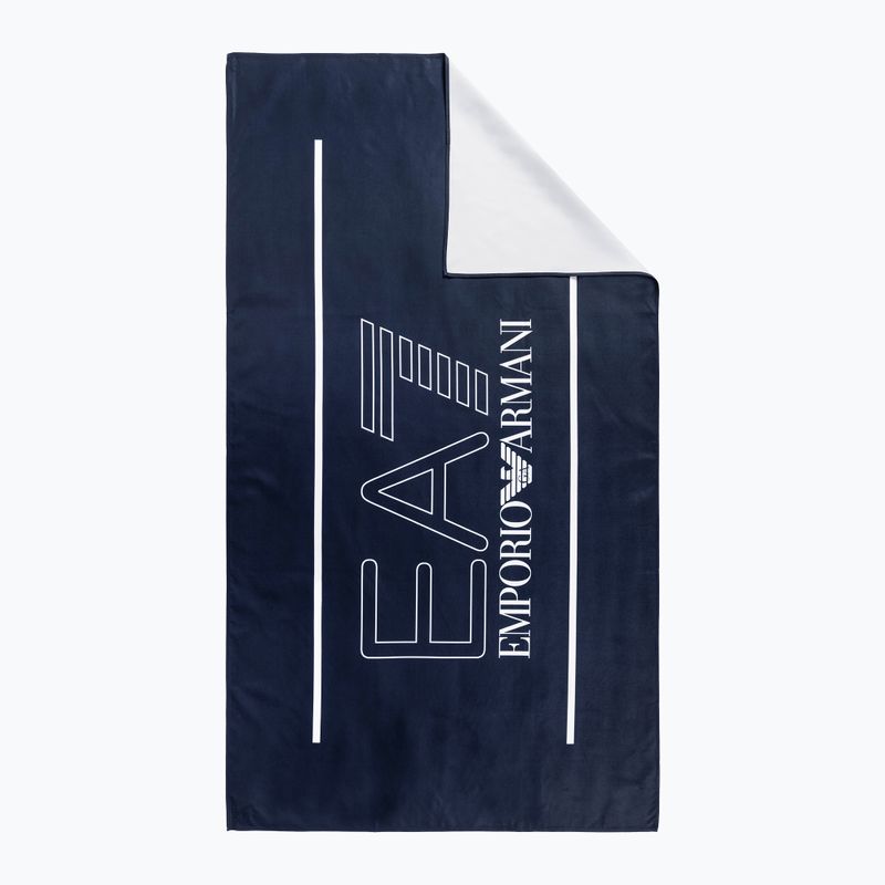 Asciugamano EA7 Emporio Armani Water Sports Active blu navy con logo bianco