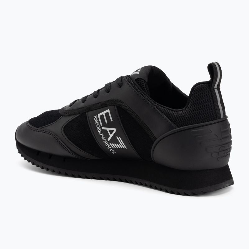 EA7 Emporio Armani Nero e Bianco in pelle scamosciata triplo nero micropunch scarpe 3