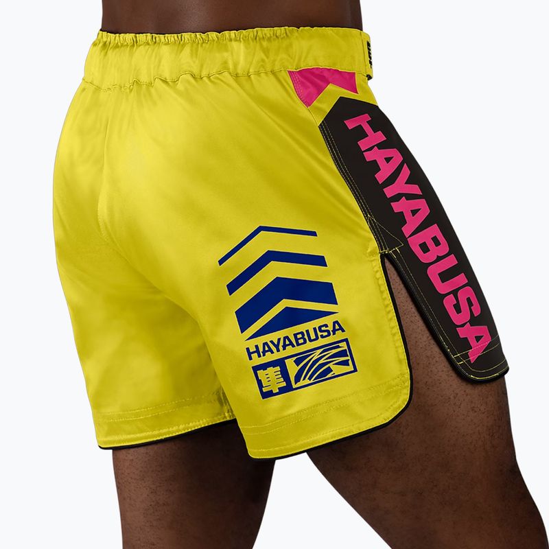 Pantaloncini da allenamento Hayabusa Icon Mid-Thigh MMA da uomo, giallo/blu 4