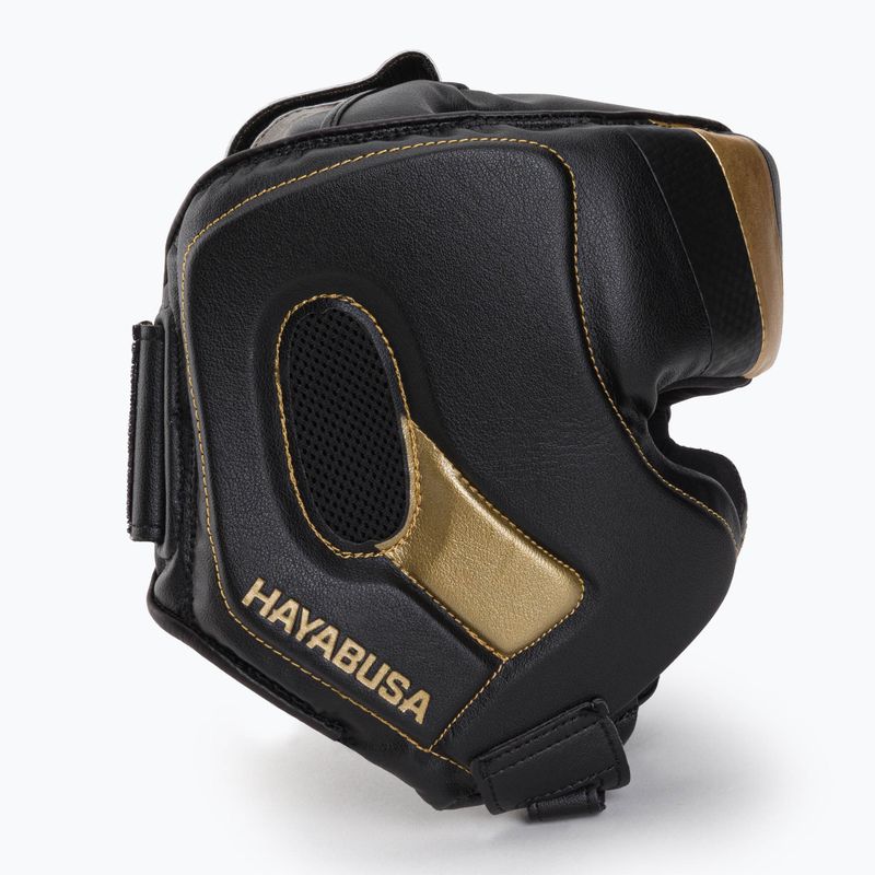 Hayabusa T3 Casco da boxe senza mento nero/oro 2