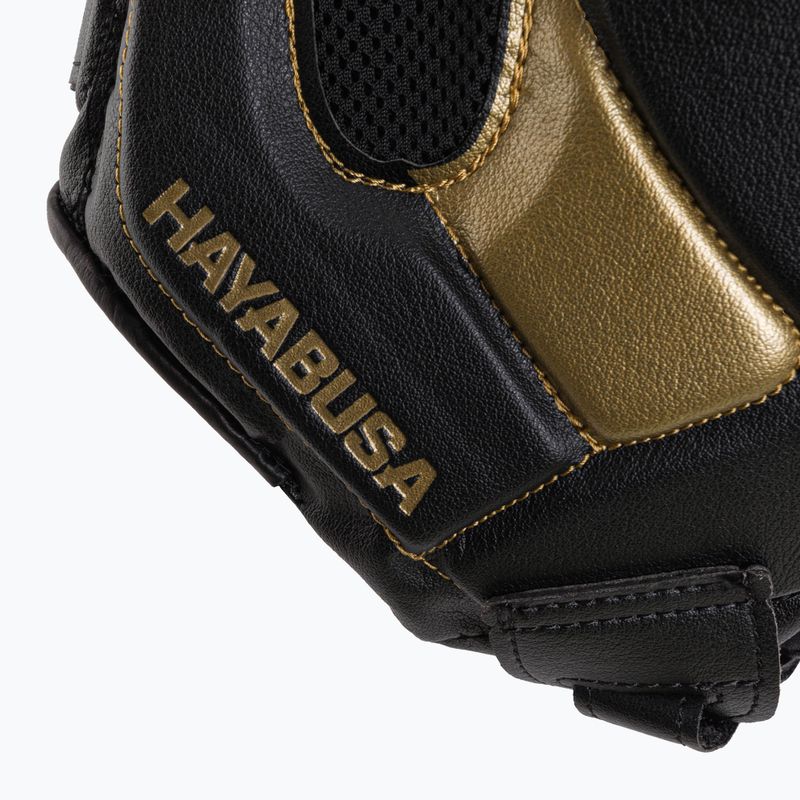 Hayabusa T3 Casco da boxe senza mento nero/oro 5