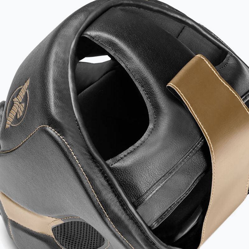 Hayabusa T3 Casco da boxe senza mento nero/oro 7