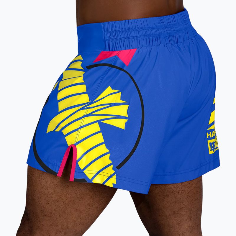 Pantaloncini da allenamento Hayabusa Icon Kickboxing da uomo blu/giallo 3