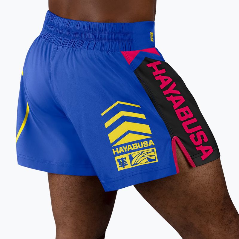 Pantaloncini da allenamento Hayabusa Icon Kickboxing da uomo blu/giallo 4