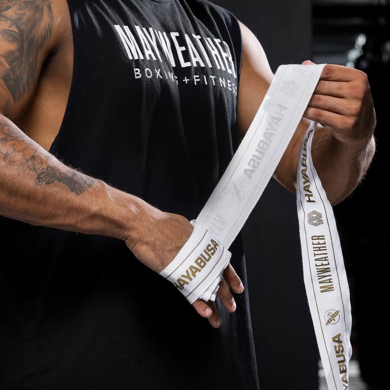 Bende da boxe Hayabusa Mayweather Stretch Hand Wraps 450 cm white/gold 4