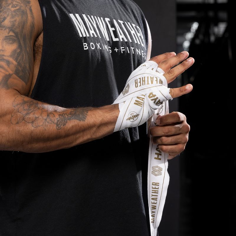 Bende da boxe Hayabusa Mayweather Stretch Hand Wraps 450 cm white/gold 5