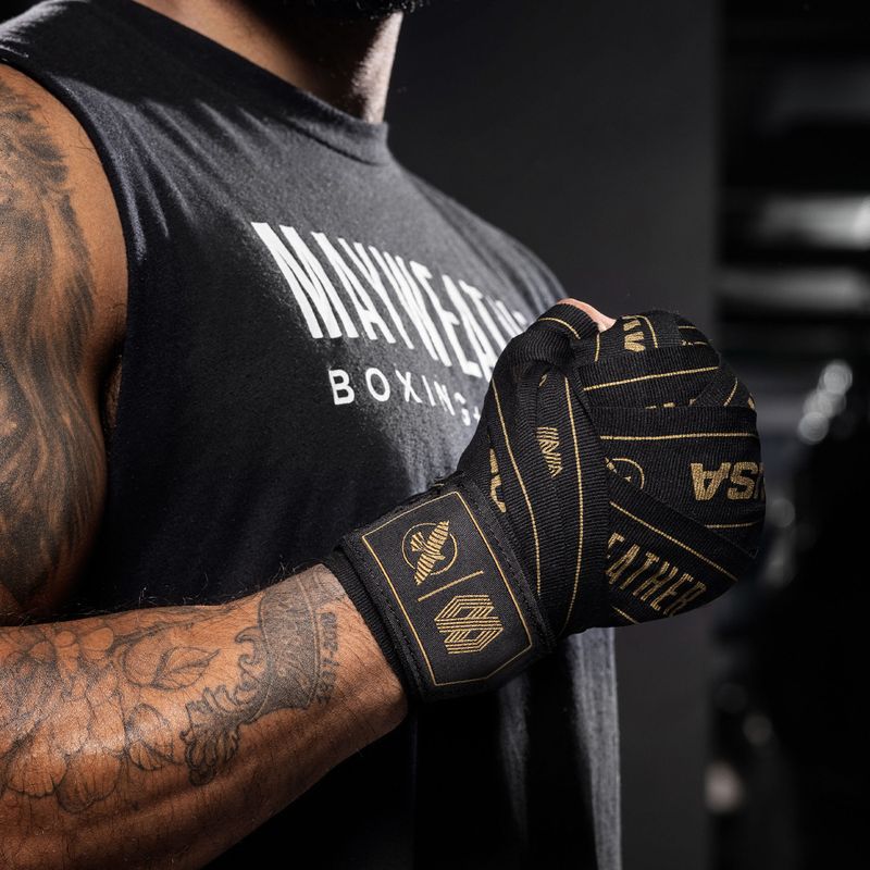 Bende da boxe Hayabusa Mayweather Stretch Hand Wraps 450 g black/gold 7