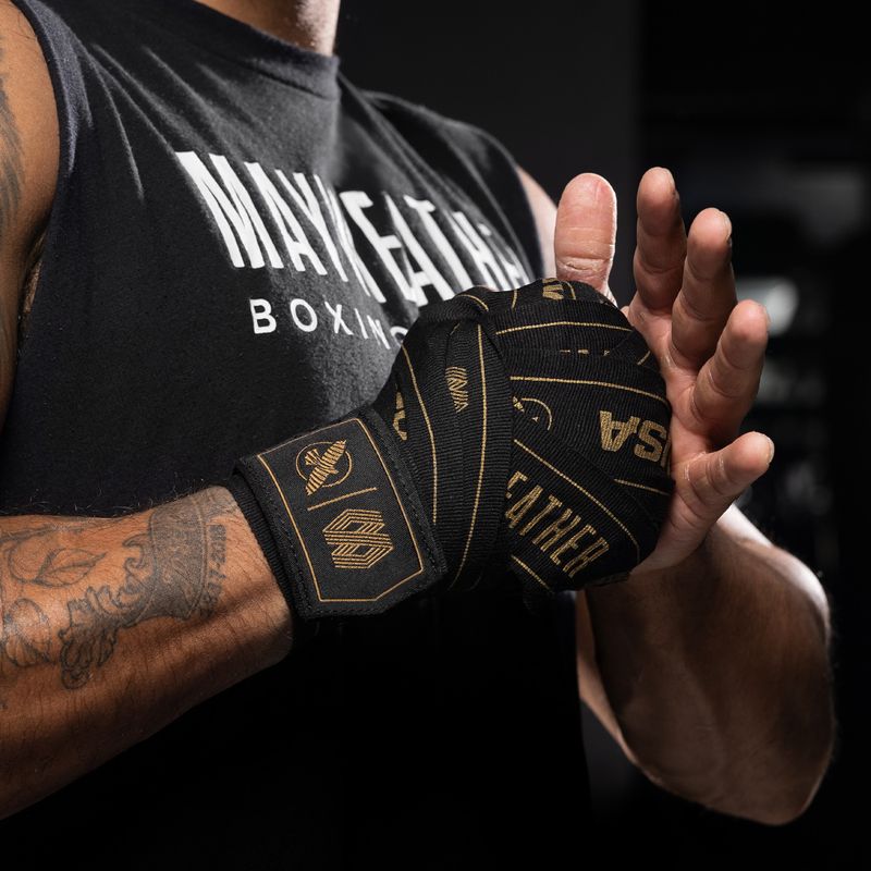 Bende da boxe Hayabusa Mayweather Stretch Hand Wraps 450 g black/gold 8