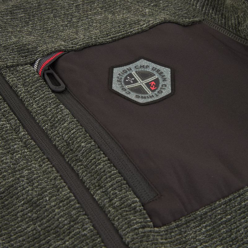 Pile da uomo CMP 35H3907 Melange lavorato a maglia forest melange/black/ferrari red 4