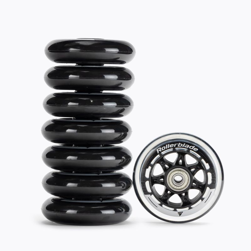 Rollerblade 84 mm/80A + SG7 + 8 mm ruote rollerblade con cuscinetti 8 pezzi nero.
