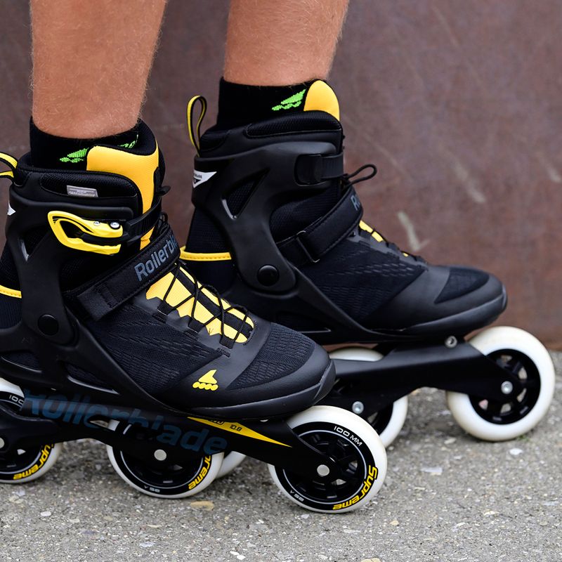 Pattini a rotelle da uomo Rollerblade Macroblade 100 3WD nero/giallo zafferano 6