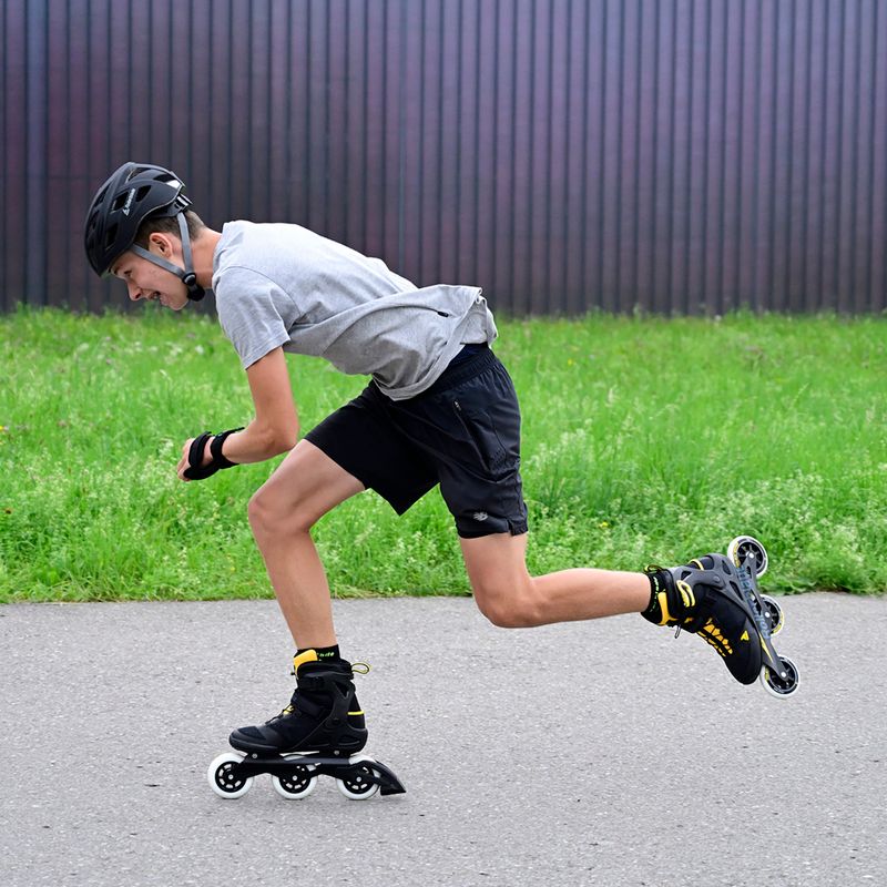 Pattini a rotelle da uomo Rollerblade Macroblade 100 3WD nero/giallo zafferano 7