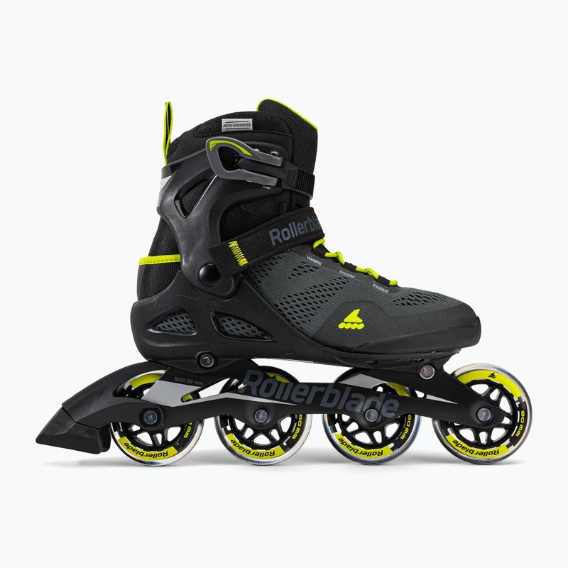 Pattini a rotelle da uomo Rollerblade Macroblade 80 nero/lime 2