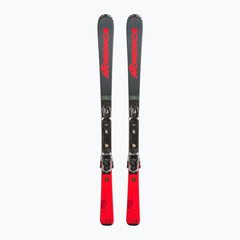 Sci da discesa per bambini Nordica Team J R + attacchi J7.0 FDT grigio/rosso