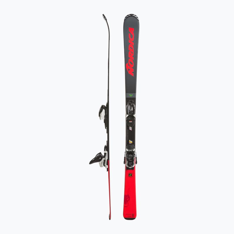 Sci da discesa per bambini Nordica Team J R + attacchi J7.0 FDT grigio/rosso 2