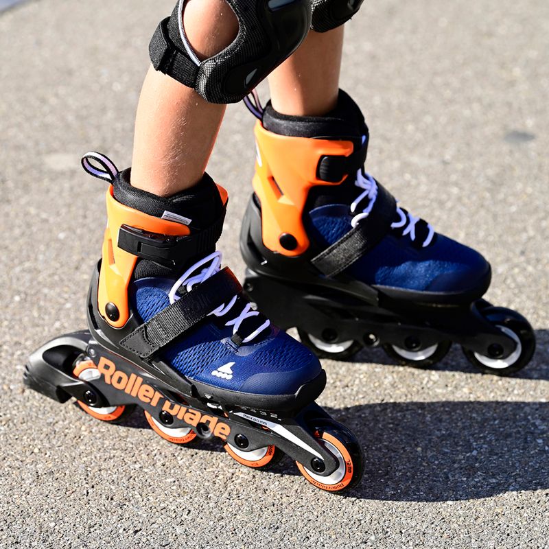 Pattini a rotelle Rollerblade Microblade per bambini blu notte/arancio caldo 10