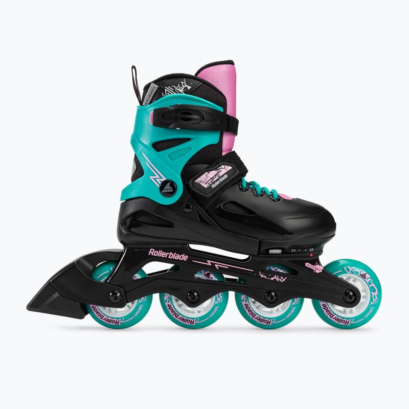 Pattini a rotelle per bambini Rollerblade Fury nero mare/verde 2