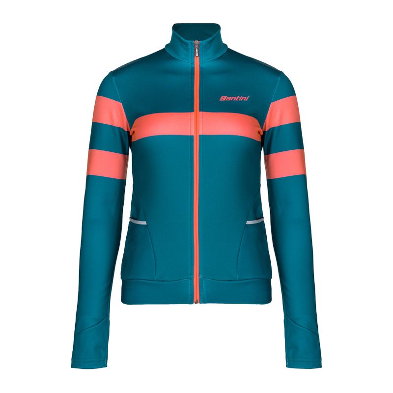 Felpa ciclismo donna Santini Coral Bengal teal/orange